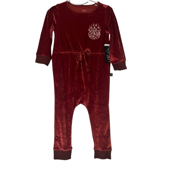 Rags to Raches Other - Rags Red crushed Velvet snapless romper snowflakes sz 2T NWT